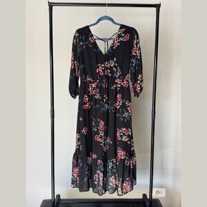Xhilaration Black Floral Sheer Dress